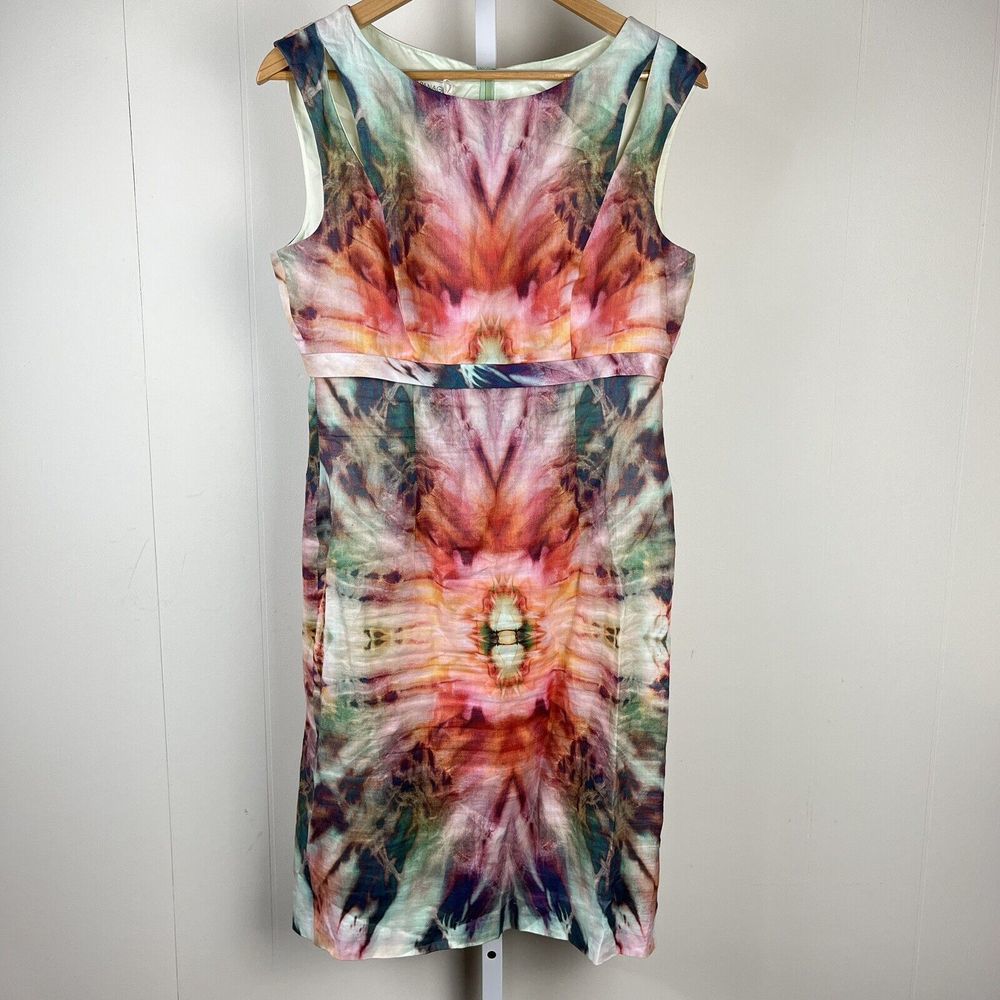 Apanage Femme Sheath Dress Tie‎ Dye Sleeveless Cutout Ramie Womens US Size 8